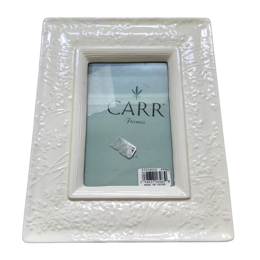 new CARR Frames ivory white porcelain floral simple 4x6" picture frame